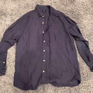 J Crew navy linen button down shirt